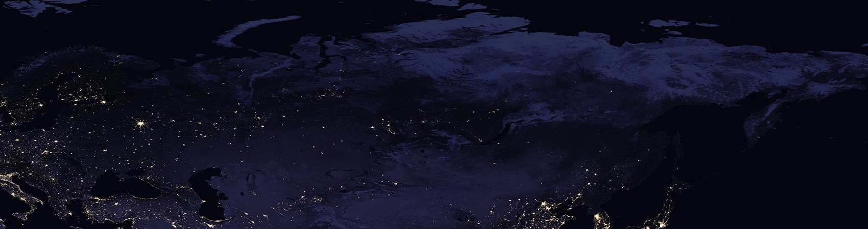 Спутниковый композит ночных огней России NASA Black Marble 2016